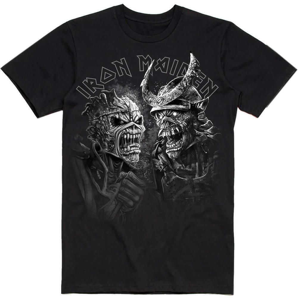 Iron Maiden Unisex T Shirt Senjutsu Large Grayscale Heads